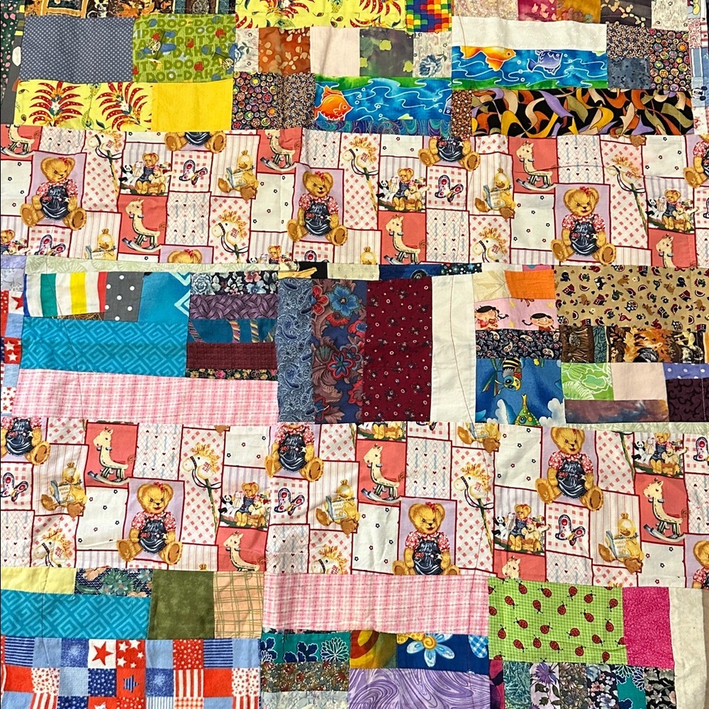 Vintage Project Linus Handmade Colorful Reversible Patchwork Children’s Quilt - Picture 3 of 8